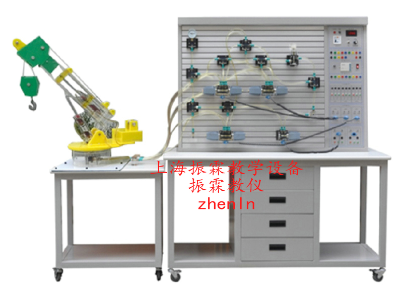 工程液压实训设备  /  透明起重机液压系统与PLC控制实训装置_上海振霖教学设备有限公司